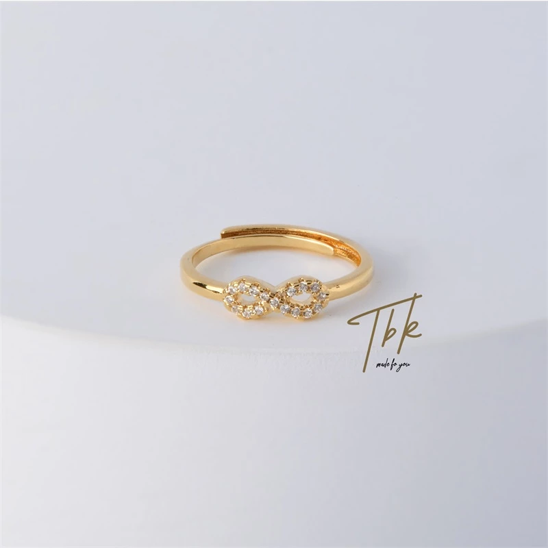 78% OFF TBK 18K Gold Cubic Zirconia Adjustable Open Ring For Women 633R