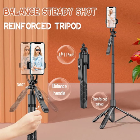 75% OFF TNW L16 Tripod Bluetooth Selfie Stick Gimbal Stabilizer Camera Tripod 1600mm with Remote Control