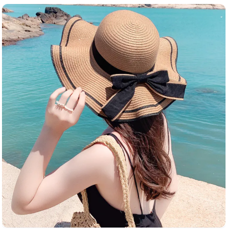 33% OFF Straw Hat Summer Beach Hat for Women Cap Ribbon Sunlock Hat Female Vacation Big Brim Seaside