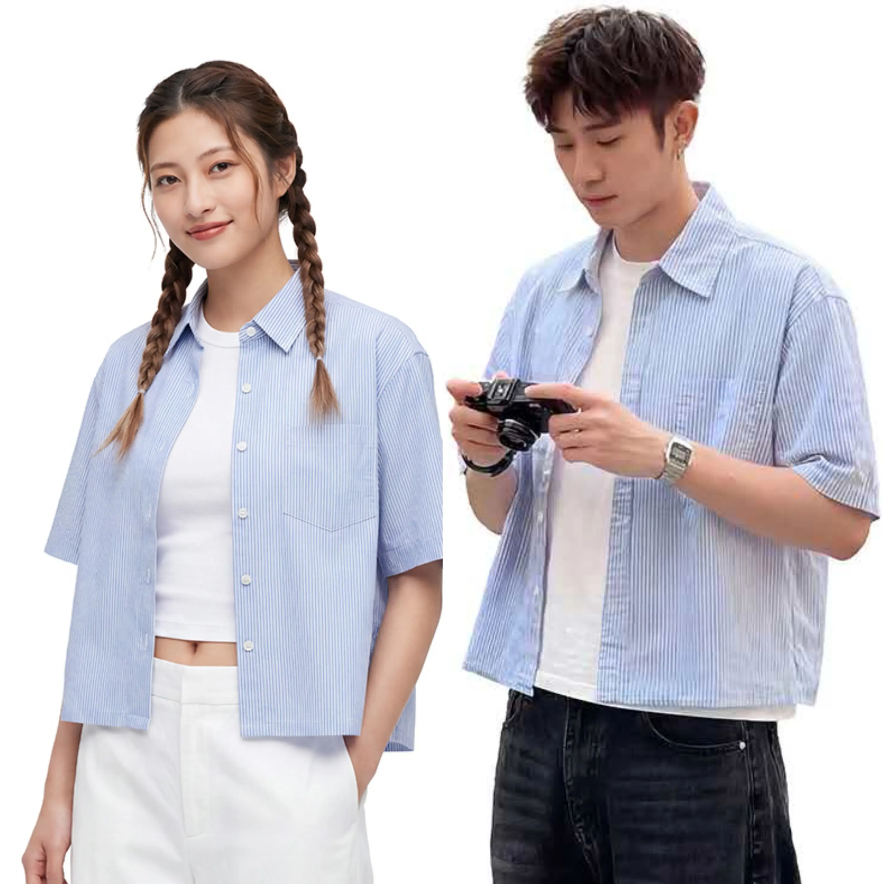 43% OFF HUILISHI Box Fit Polo for Men Crop Top stripe cotton short-sleeved Korean style shirt
