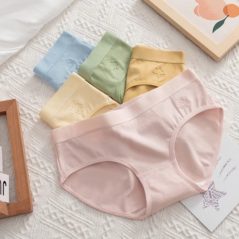 42% OFF FINETOO Pure Cotton Panties for Women Middle Waist Japanese Underwear Breathable Minimalist Brief