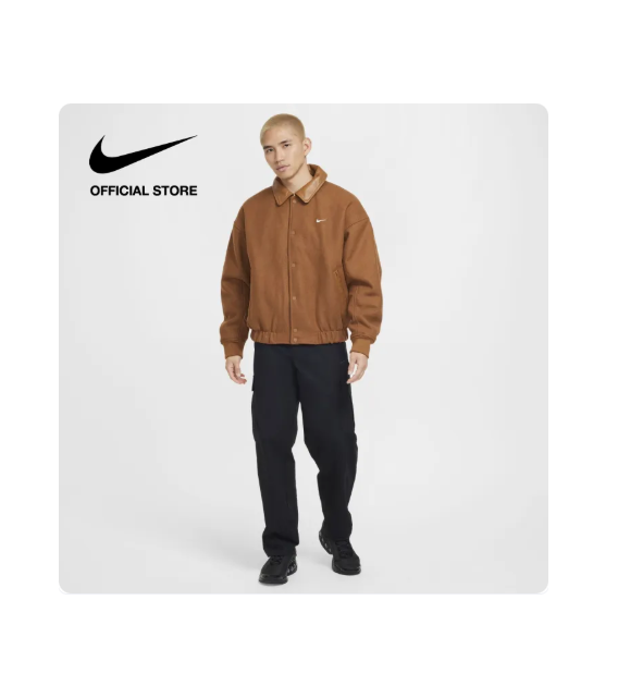 56% OFF Nike Men's Solo Swoosh Wool Varsity Jacket - Light British Tan [FZ1169-281]