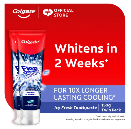 43% OFF [BUY 1, FREE 1] Colgate Fresh Confidence Whitening White Blast Icy Fresh Whitening Toothpaste 150g Twin Pack