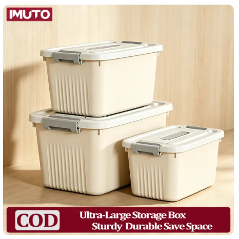 45% OFF IMUTO Plastic Storage Box Baby Clothes Large Capacity Snacks Storage Organizer with Lid and Handle