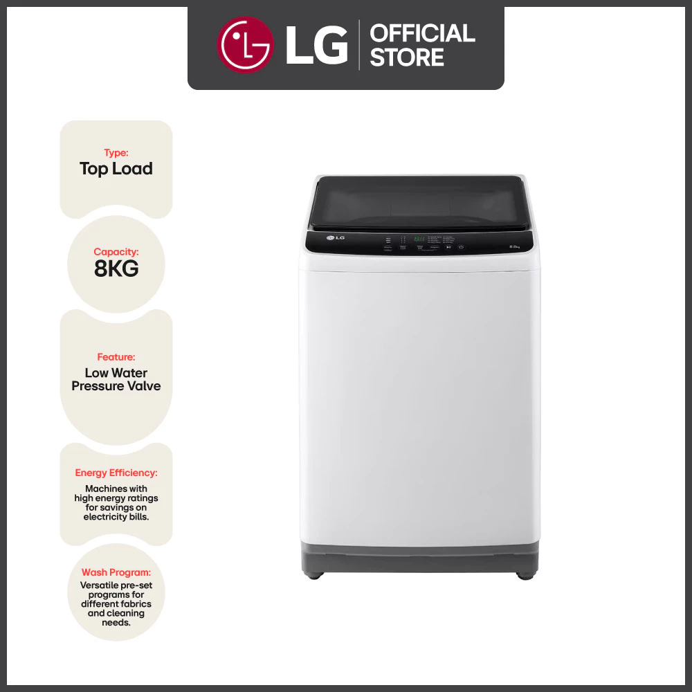 17% OFF LG Top Load Washing Machine - 8 KG Top Load Washing Machine with Low Water Pressure Valve T2108NT1G