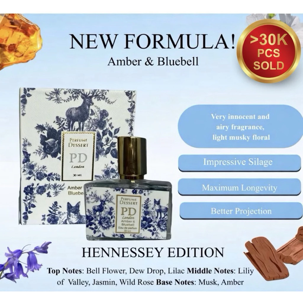 19% OFF [PERFUME DESSERT OFFICIAL] Amber & Bluebell 30ml/50ml/100ml | Original | EDP | Long Lasting Unisex