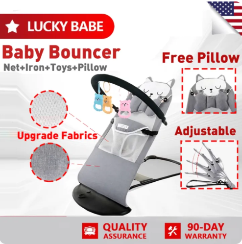 59% OFF LUCKYBABE Foldable Baby Rocking Chair Multifunctional Toddler Balance Chair with 3 Point Safety Harness Portable Infant Rocker