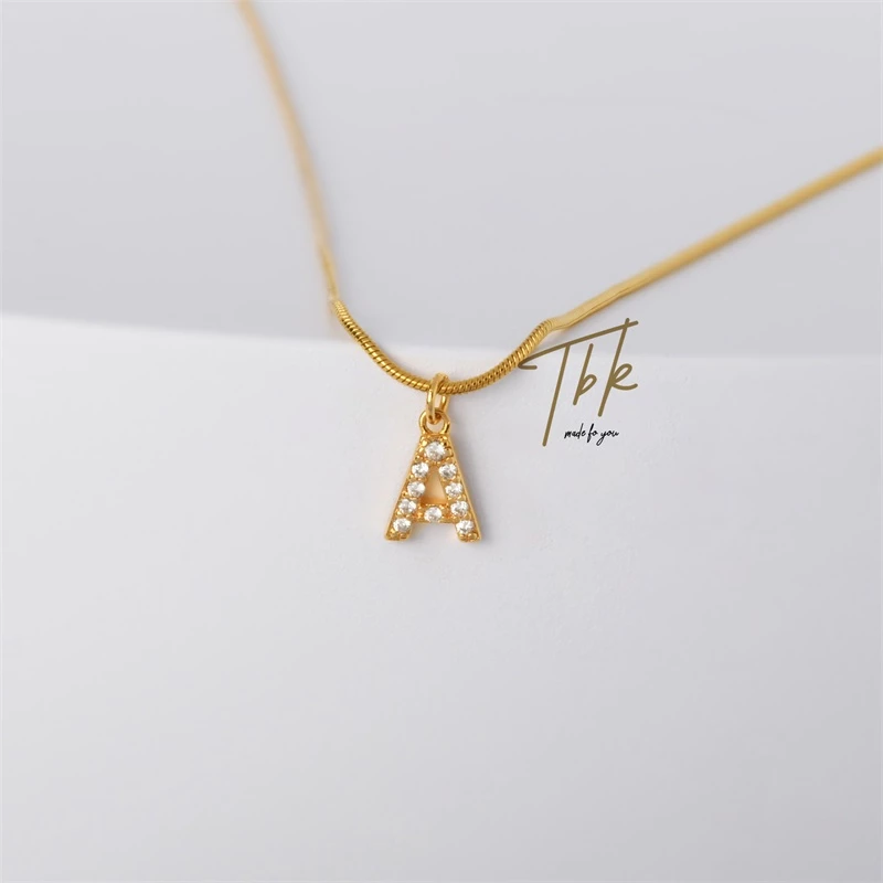 72% OFF TBK Iced Initial Choker 18K Gold Letter A-Z Pendant Necklace Accessories 38n