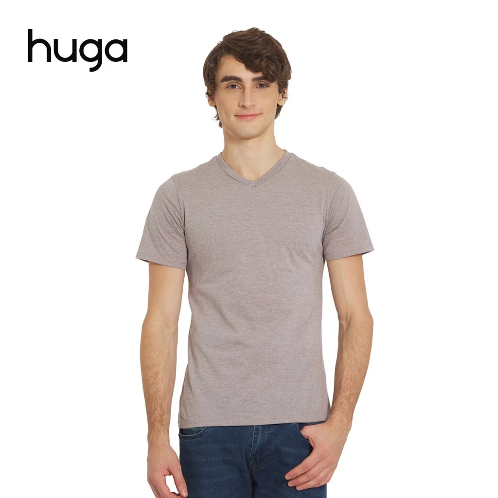 43% OFF Huga Activewear Grey Gray Top VNeck Shirt Tshirt T-Shirt Shirts Tops V-Neck Tee Cotton Tees