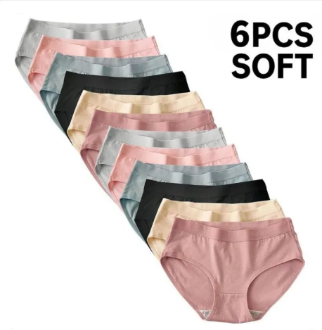 58% OFF 12/6PCS Macaron new comfortable and cute girl colored cartoon underwear breathable antibacterial cotton mid waist solid color student triangle underwear