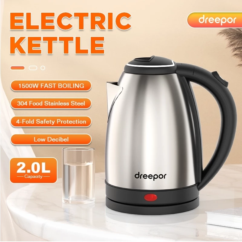 46% OFF Dreepor 2.3L Capacity Electric Heater Electric Kettle stainless steel Material Easy and Convenient