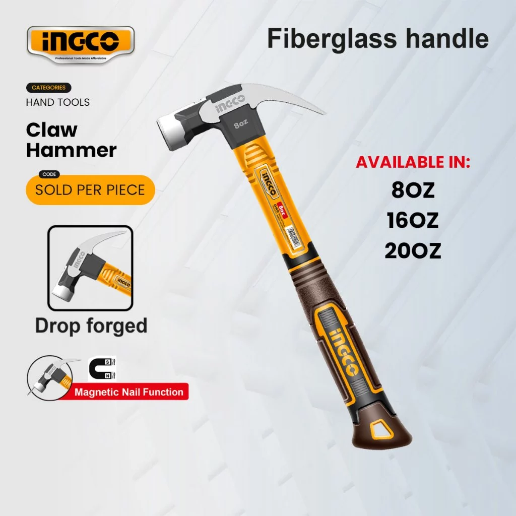 59% OFF Ingco 8oz Magnetic Claw Hammer w/ Fiberglass Handle Drop-Forged Carpenter Nail Hammer Martilyo - HT2