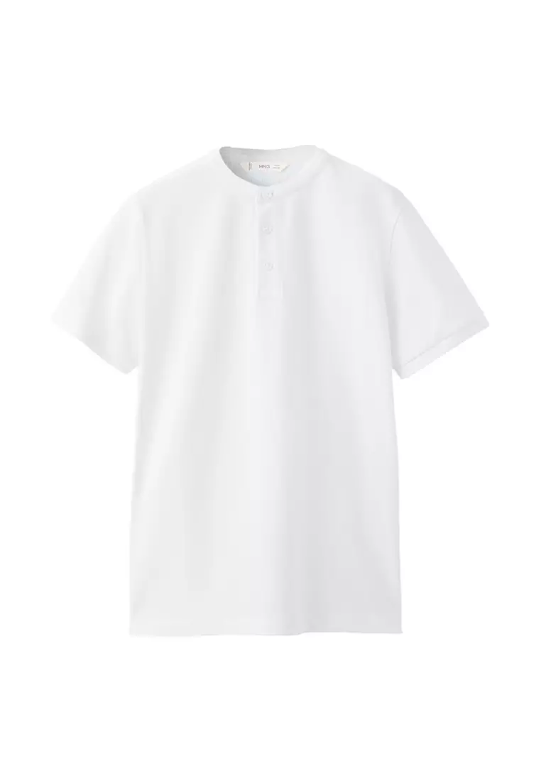 65% OFF Mao Collar Polo Shirt