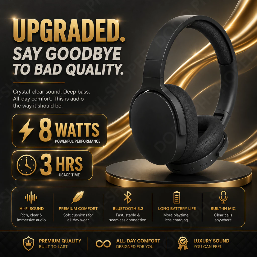 45% OFF D91 Wireless Bluetooth Headphones HiFi Stereo, Noise Cancellation Gaming Foldable Over Ear Headset