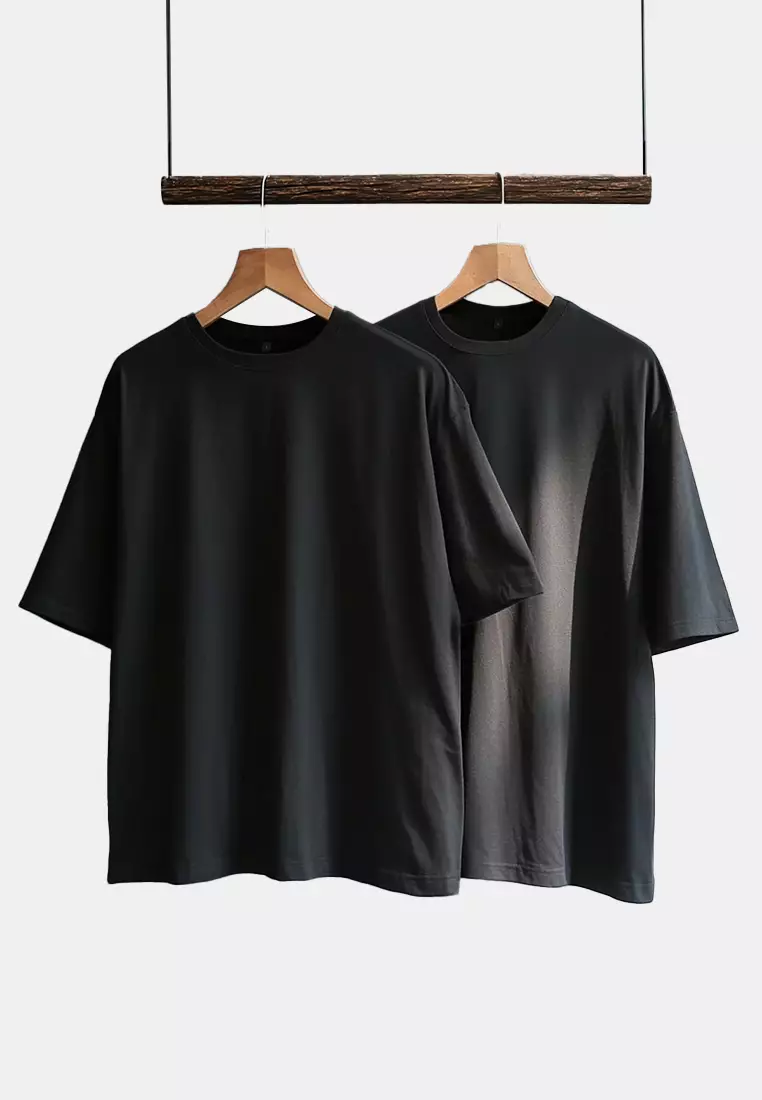 31% OFF Trendyol Black-Black Oversize 2 Pack Basic 100% Cotton T-Shirt TMNSS24TS00038