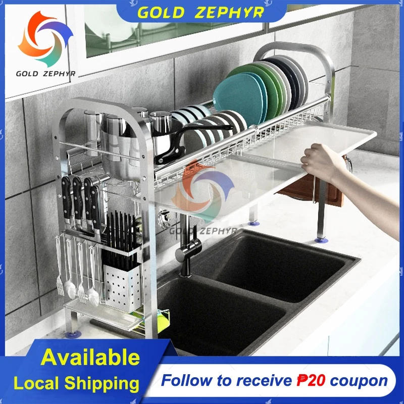 40% OFF Pre-order Kitchen sink countertop tray rack Stainless steel bowl drainage rack space sink shelf 220