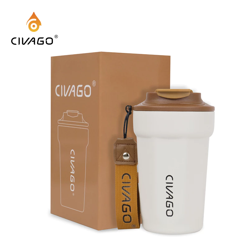 61% OFF CIVAGO（13oz）Ceramic liner Stainless Steel Coffee Mug With Lid Vacuum Flask Hot And Cold Tumbler