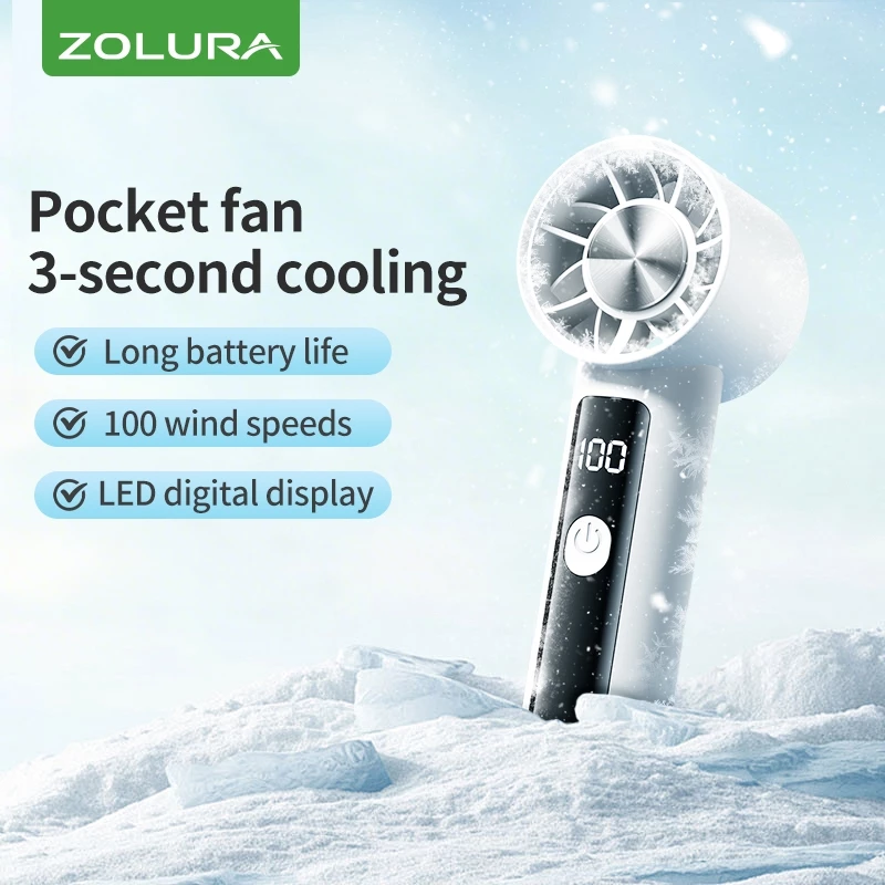 77% OFF ZOLURA Y23 Super Mini Fan Portable Baby Handheld Fan 100-Speed Wind Ultra Lightweight with Lanyard