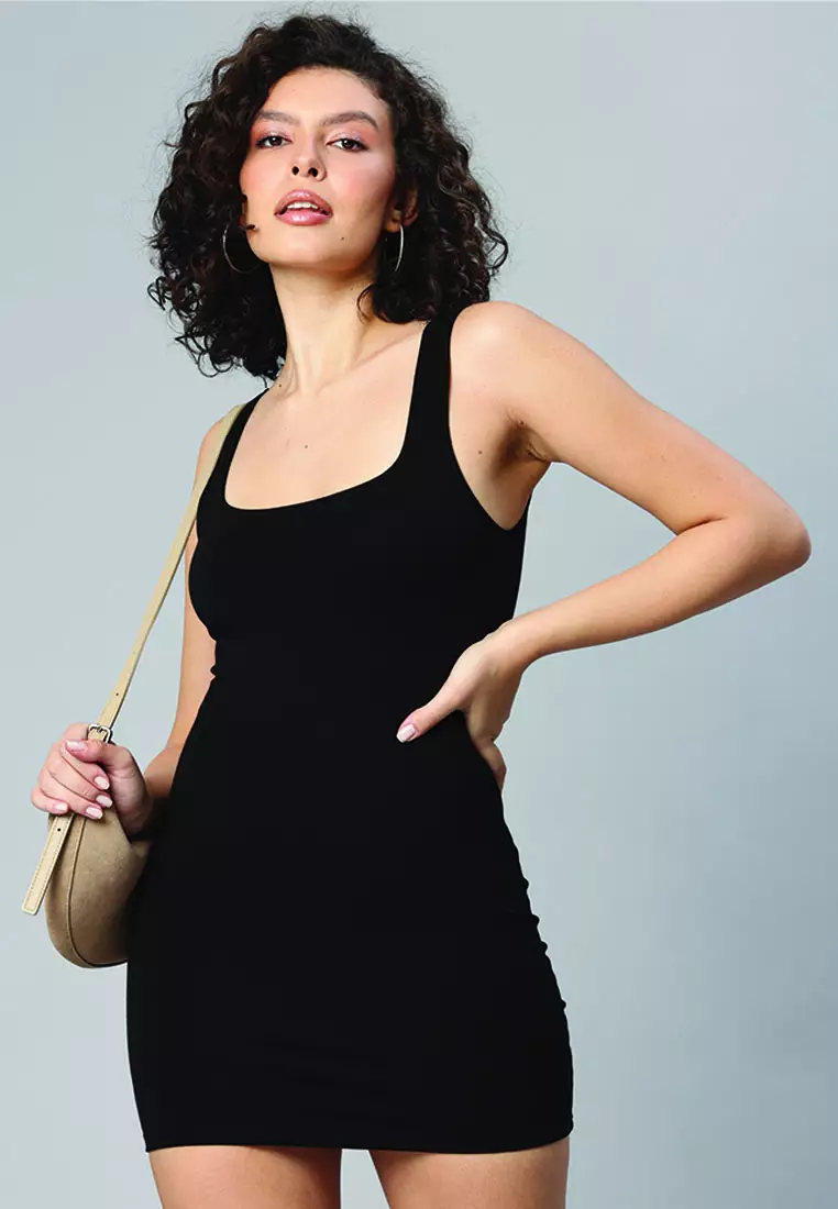 85% OFF London Rag Slim Fit Mini Dress In Black
