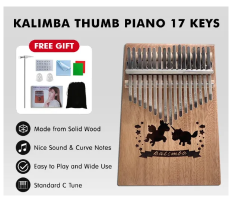 73% OFF 17 Keys Kalimba African Solid Mahogany and Golden Bamboo Thumb Piano