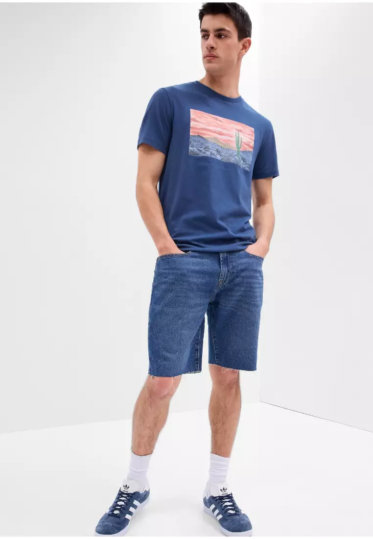 70% OFF 9" Straight Denim Shorts with Washwell