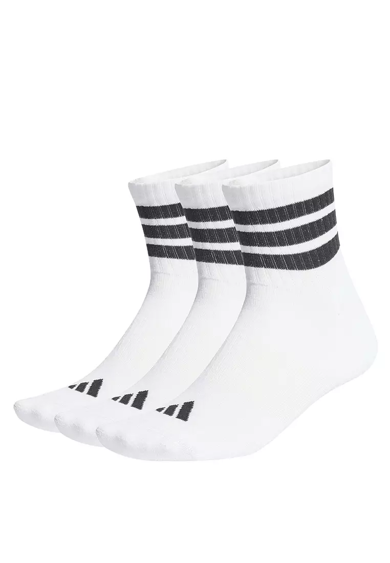 30% OFF 3 Stripes Cushioned Sportswear Mid Cut Socks 3 Pair Pack