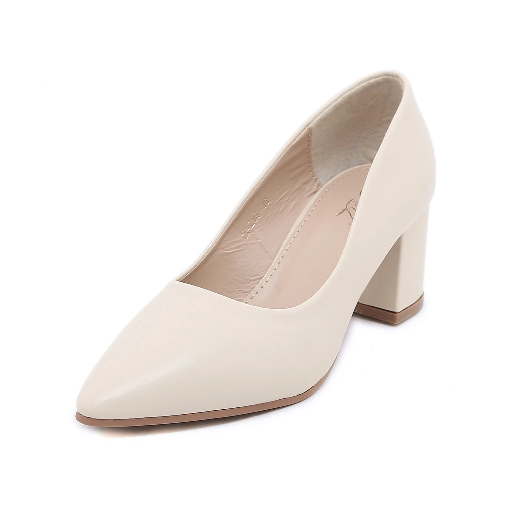 12% OFF [JOAN] NEW Korean 2 inch Pointed Toe Closed Toe leather Block Heel black school shoes Women's.