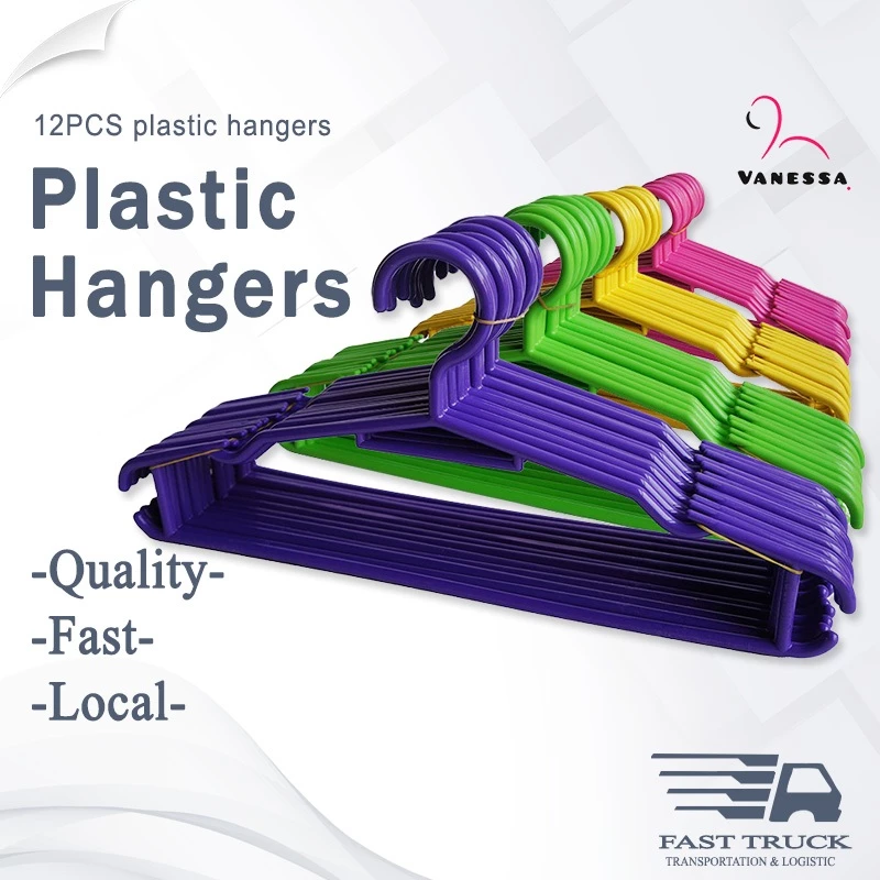 55% OFF Affordable 12PCS Plastic Clothes Hanger Assorted Hanger Top-quality