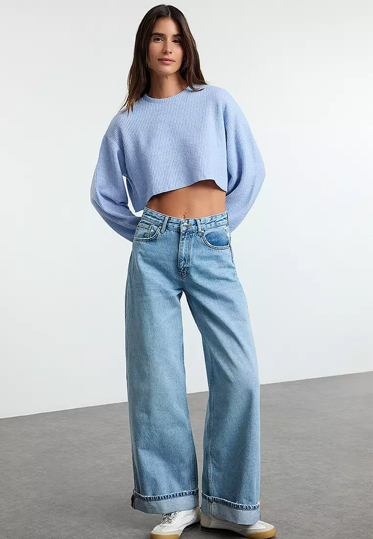 84% OFF Trendyol Folded Leg Regular Waist Skater Baggy Jeans