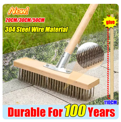 52% OFF Stainless Steel Floor Brush Floor Scrub Brush Heavy Duty Stainless Steel Wire Floor Brush Stiff Bristle Floor Brush Long Handle Wood Scrub Brush for Garage Patio Garden Clean Moss Broom General Home