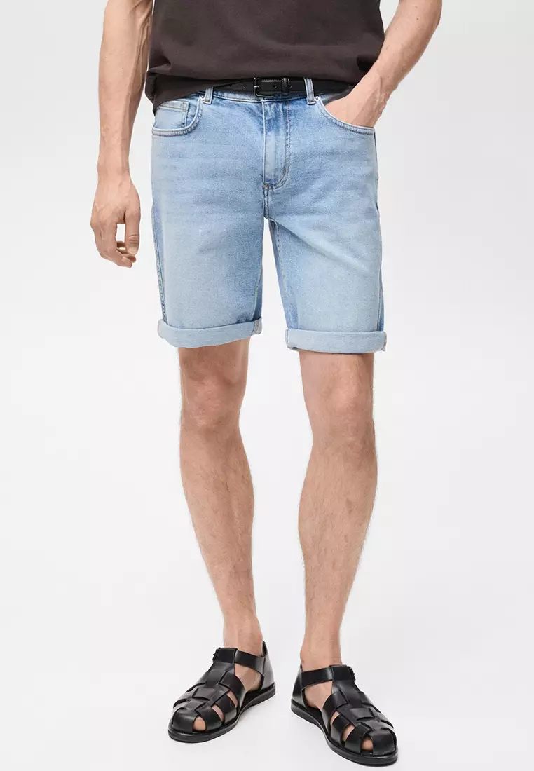 40% OFF MANGO Man Slim-Fit Denim Bermuda Shorts