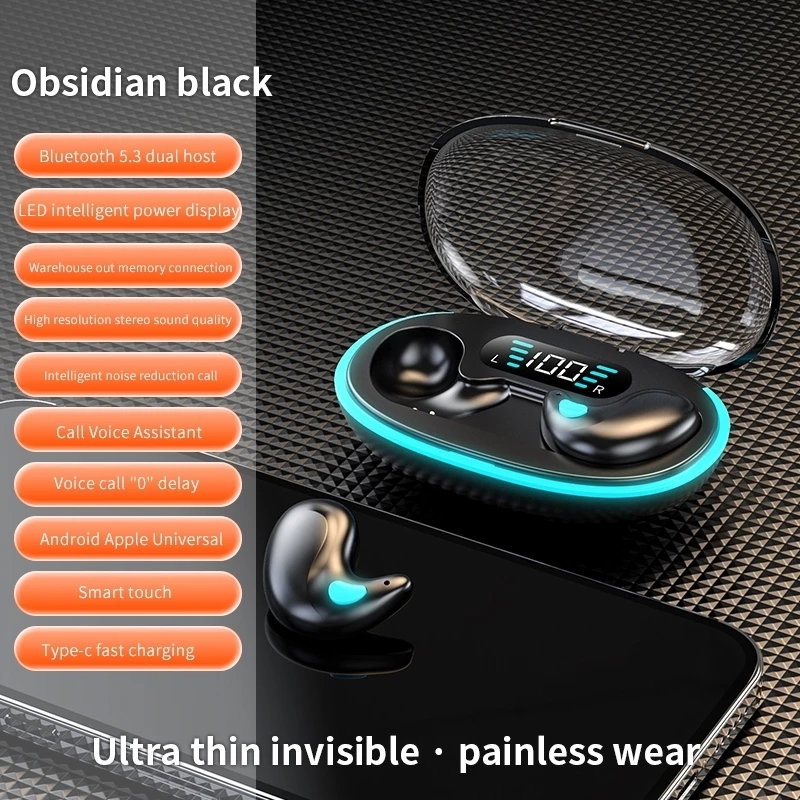 89% OFF Mini X55 Invisible Sleep Wireless Earphones Sport Bluetooth Earbuds Stereo Wireless Charging Headset