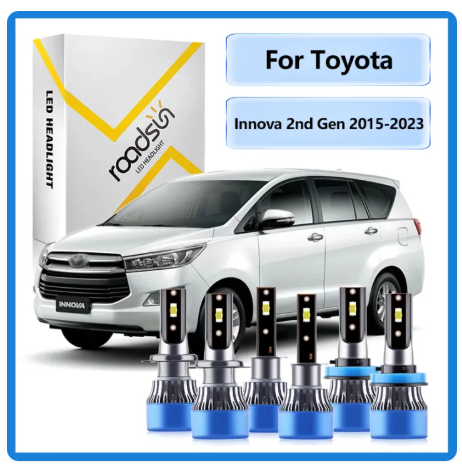 39% OFF Innova 2nd Gen 2015-2023】LED Car Headlight Bulbs Low Beam High Beam Headlamp Turbo Fog lamp 6000K White 11000LM 800% Brightness Plug And Play