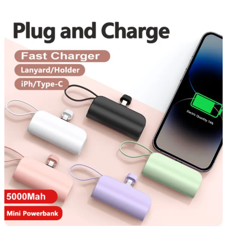 50% OFF Mini Pocket 2000 - 5000mAH Power Bank Four LED Indicators With Bracket And Type C & IOS Build - In Cable