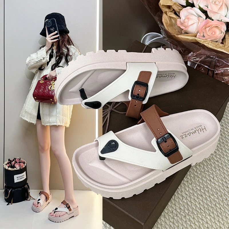 47% OFF 2025 new Korean version of the Internet celebrity sports couple casual thick-soled women's slippers