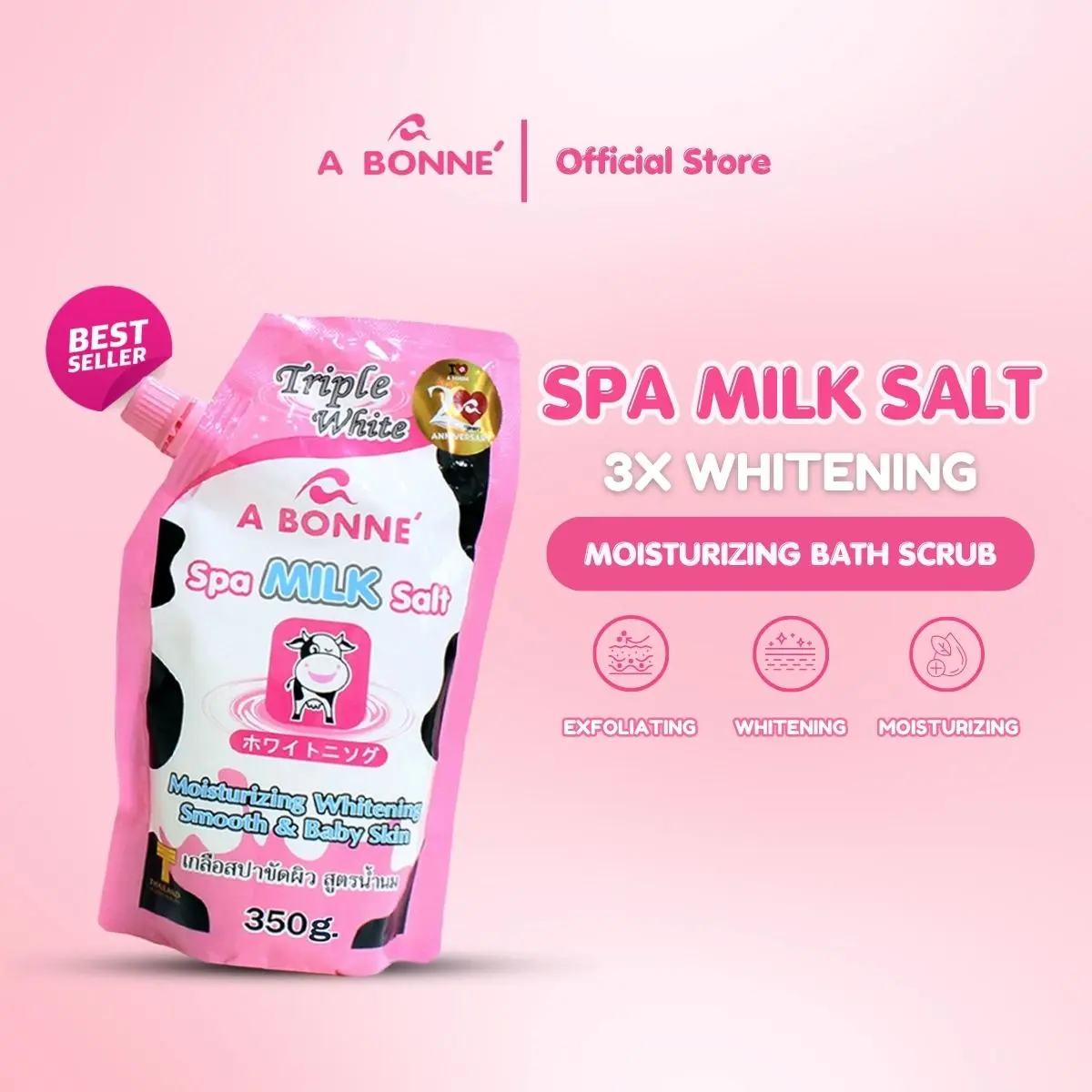 10% OFF A Bonne Spa Milk Salt Whitening Refill Pouch (A014) - Body Care Cleanser Cosmetic Skin Care Skin Repair with Arbutin and Allantoin for Moisturizing and Brightening - Cleansing