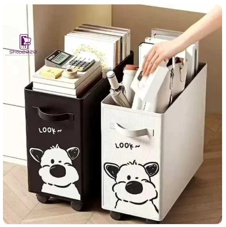 39% OFF 1pc Oxford Basket With Wheels Storage Basket Corner Slim Toys Clothes Storage for Office/Bedroom