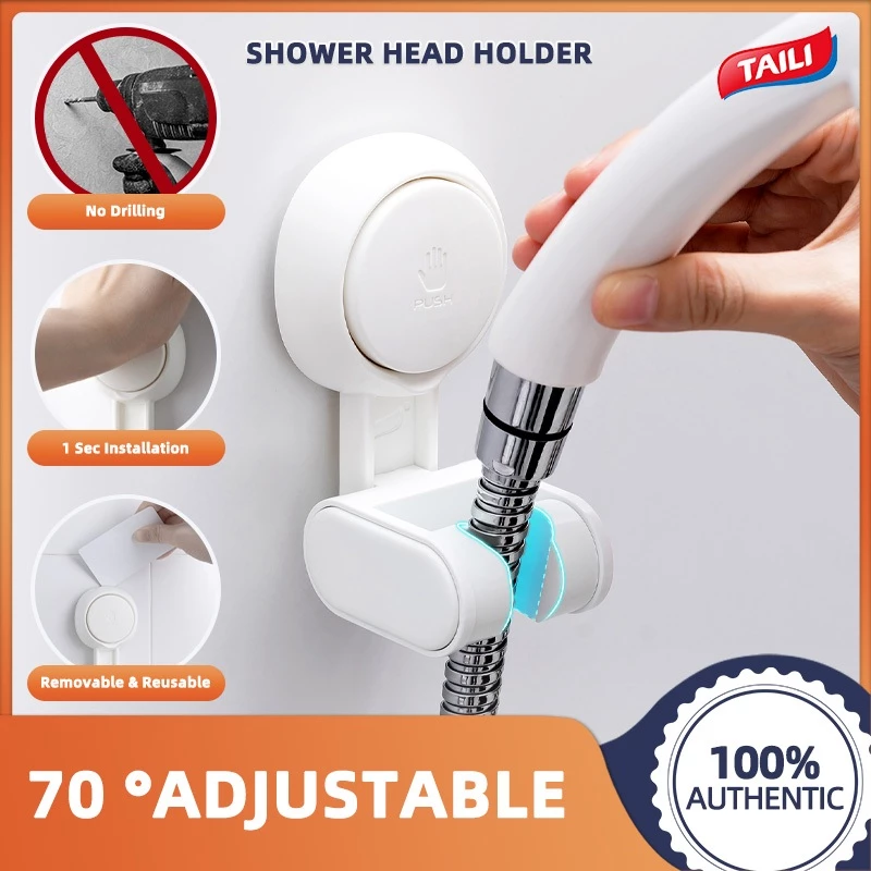 66% OFF TAILI Suction shower head holder Adjustable reusable Wall Mounted Mop Bracket Non Drill for Bathroom Toilet