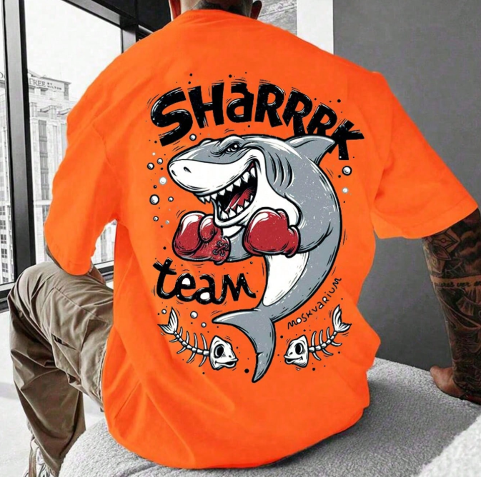 18% OFF 3D Digital Printed Shark Pattern Men's T-Shirt, Creative Casual Breathable Men's Shirt Casual Short Sleeve, Cool Tops For Summer