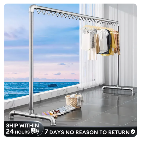 78% OFF SHEEPER Sampayan Heavy duty clothes rack outdoor windproof clothes hanging drying rack stainless steel 180CM