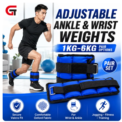 75% OFF Ankle & Wrist Weights Pair 1KG–6KG Adjustable Velcro Strap, Oxford Fabric Weighted Bands for Jogging Running Home Gym Leg Arm Strength Training