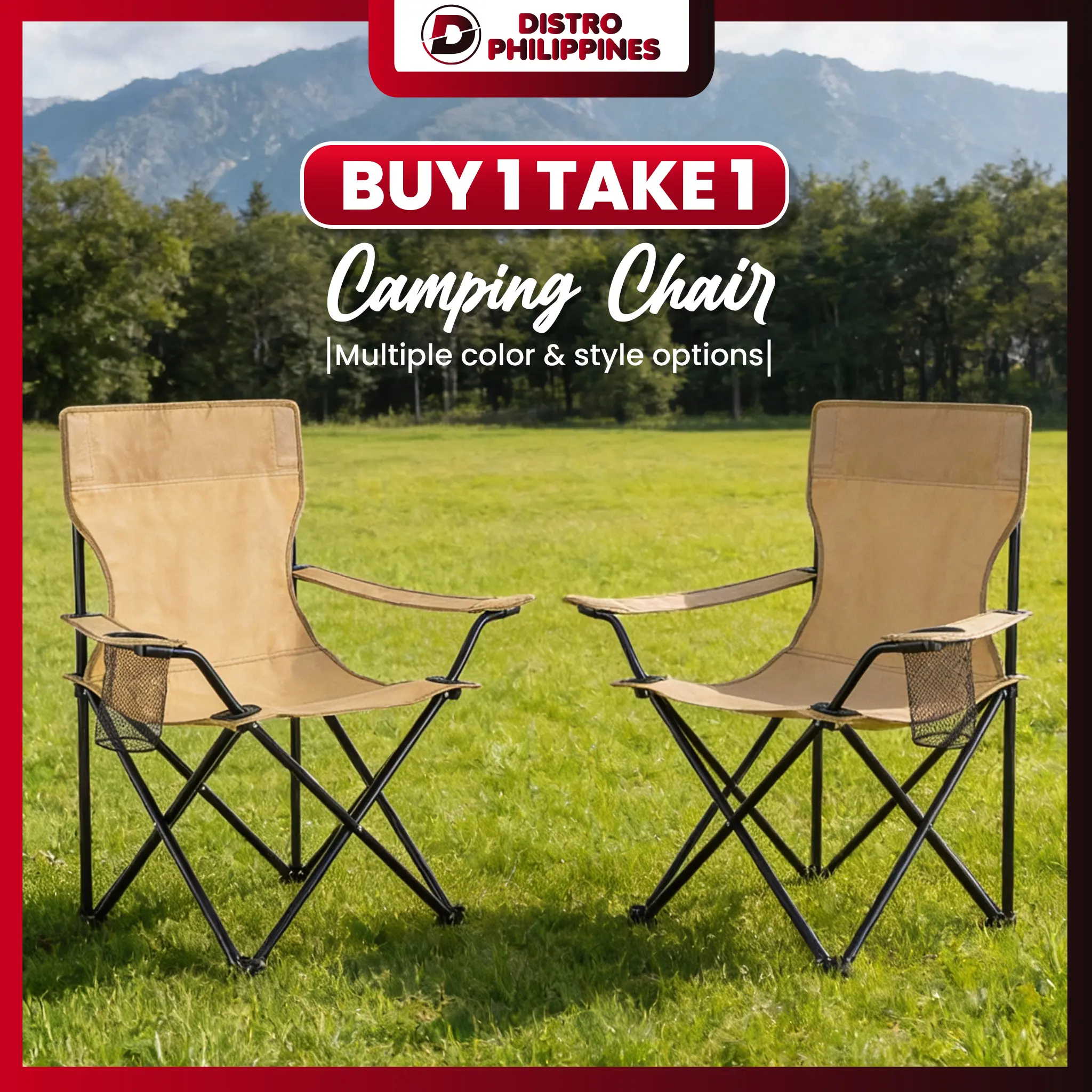 50 % OFF BUY 1 TAKE 1 Camping Chair with Cup Holder Black Color Only Portable Folding Back Chair Fishing Camping Chair Garden Outdoor Seat Beach Terrace Park Mountain Camping Chair Foldable Beach Chair Portable Ultralight Aluminum Alloy Oxford Cloth