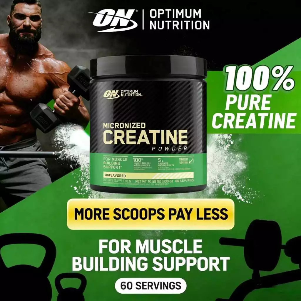 55% OFF OPtimum Nutriition Micronized Creatine Monohydrate Powder – Easy to Mix & Absorb，300g