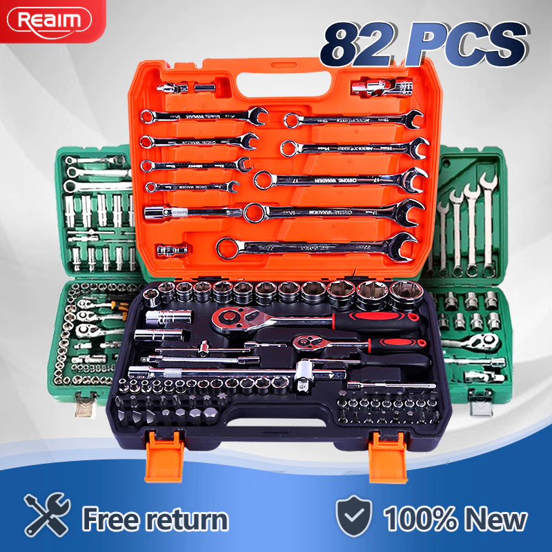 53% OFF REAIM Tools Set 85/82/61/37PCS Socket Wrench Set Motorcycle Tools Set