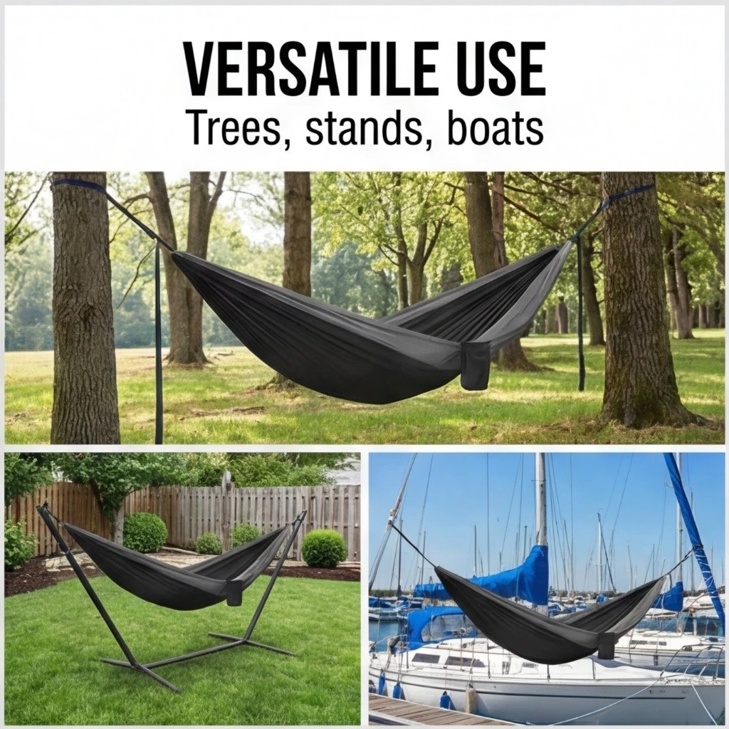 69% OFF Big Size Camping Hammock 400KG Ice Silk Portable Foldable Duyan with Storage Bag For Outdoor Travel