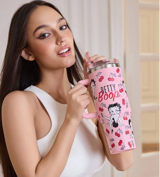 24% OFF Betty Boop x SHEIN 40 Oz / 1200 Ml Vacuum Insulated Stainless Steel , Leak-Proof Lid, Suitable For Hot Drinks / Cold Drinks, Suitable For Most Cup Holders,Gift Ideas,Party,Holiday,Valentine's Day