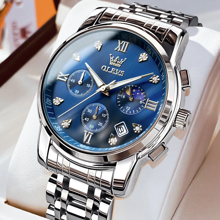 84% OFF OLEVS Original Watch for Men Waterproof Quartz Mens Watches Man Stainless Steel With Box 2858