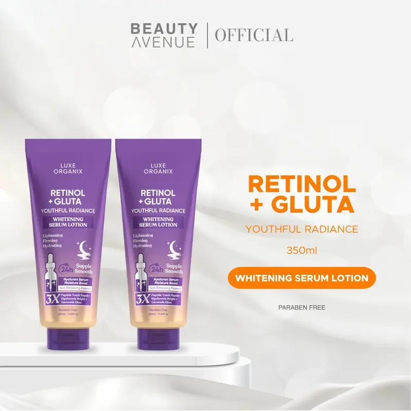 5% OFF Luxe Organix Retinol + Gluta Youthful Radiance Whitening Serum Lotion 350ml B1T1