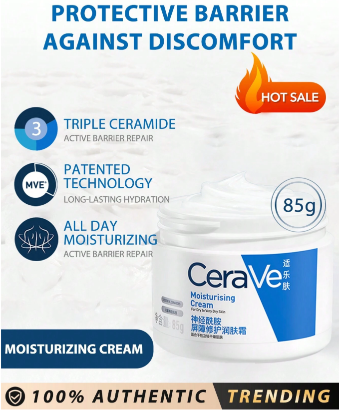 53% OFF CeraVe Moisturizing Cream, 85g, For Dry To Very Dry Skin, Moisturizing & Restores Protective Skin Barrier