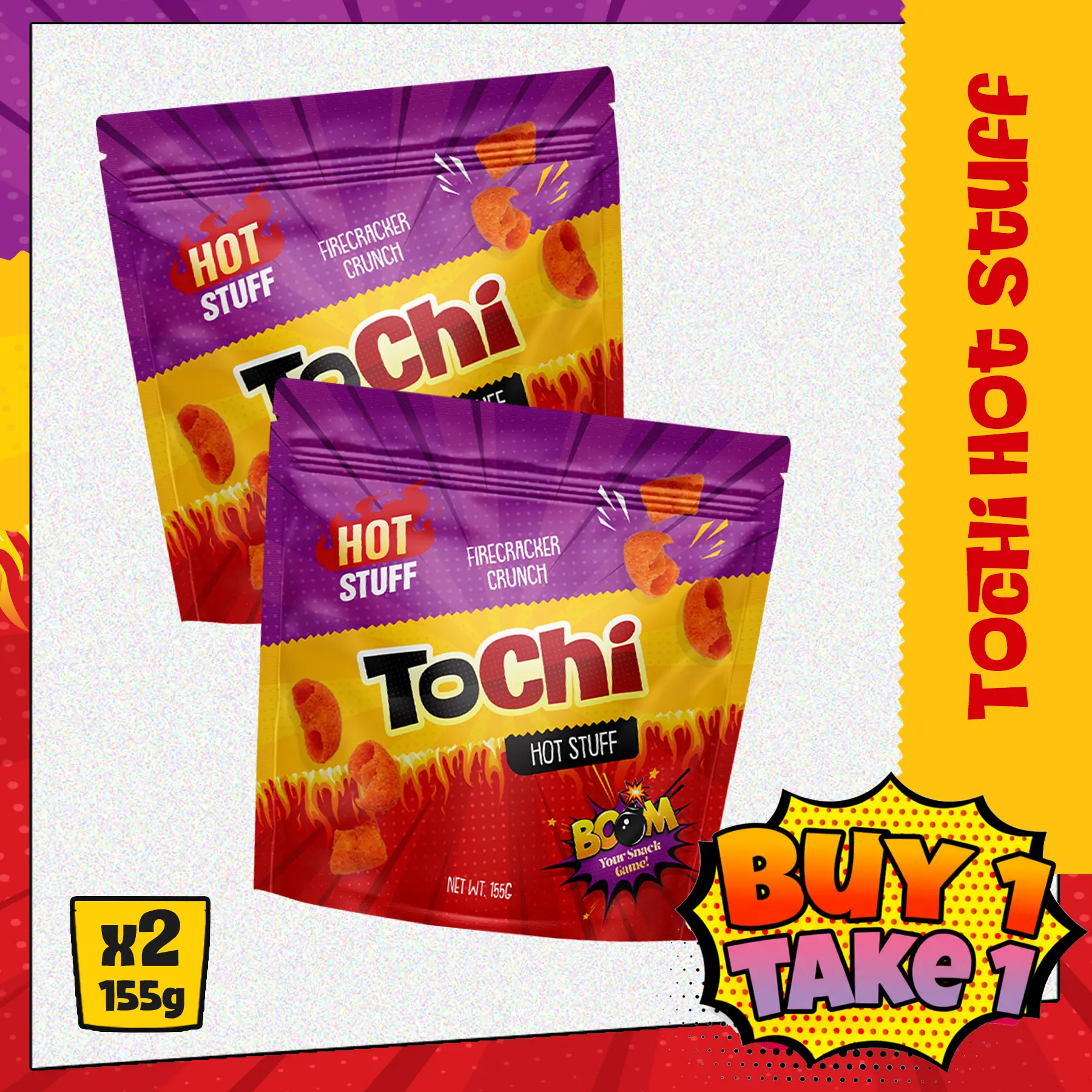63% OFF Tochi Hot Stuff Snack - Spicy Corn Crunch 155g |  Buy 1 Take 1 B1T1